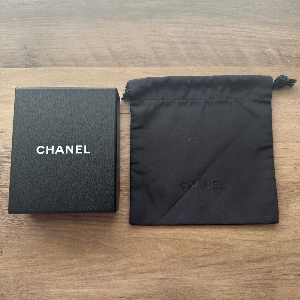 Chanel Drawstring Pouch and Felt Lined Cardboard Box for Jewelry